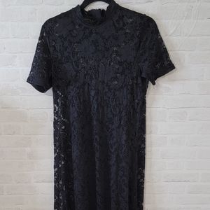 Forever 21 Black Sheath Maxi Dress Mock Neck